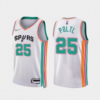 Jakob Poltl #25 Spurs 75th Anniversary Jersey 2021-22 City Edition White Uniform