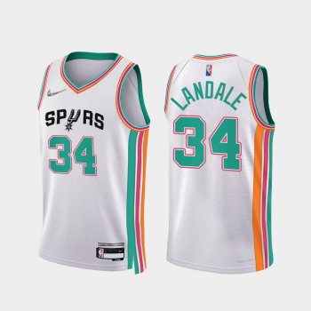 Jock Landale #34 Spurs 75th Anniversary Jersey 2021-22 City Edition White Uniform