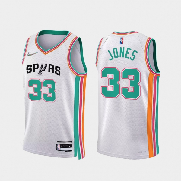 Tre Jones #33 Spurs 75th Anniversary Jersey 2021-22 City Edition White Uniform