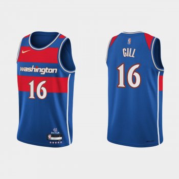 Washington Wizards #16 Anthony Gill 2021-22 NBA 75th Anniversary City Blue Jersey