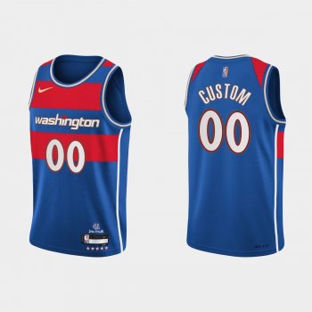 Washington Wizards #00 Custom 2021-22 NBA 75th Anniversary City Blue Jersey