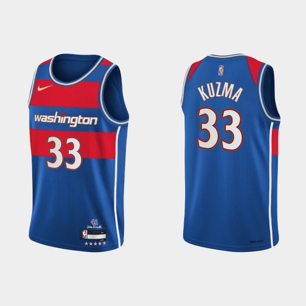 Washington Wizards #33 Kyle Kuzma 2021-22 NBA 75th Anniversary City Blue Jersey