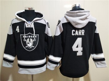 Men's Las Vegas Raiders #4 Derek Carr Ageless Must-Have Lace-Up Pullover Hoodie