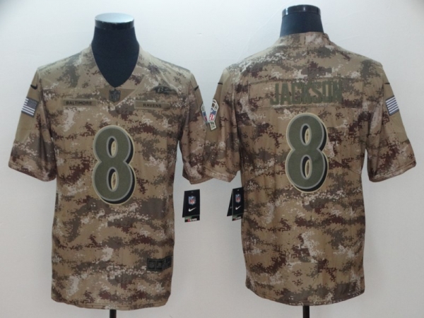 Men's Ravens #8 Lamar Jackson 2018 Camo Salute to Service Limited Stitched NFL Jersey