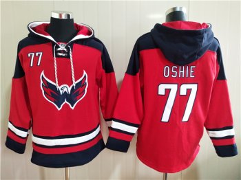 Men's Washington Capitals #77 T.J. Oshie Red Ageless Must-Have Lace-Up Pullover Hoodie