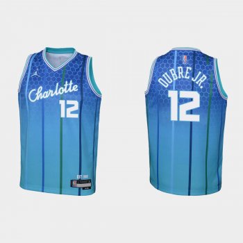 Youth 2021-22 Charlotte Hornets #12 Kelly Oubre Jr. 75th Anniversary City Blue Jersey