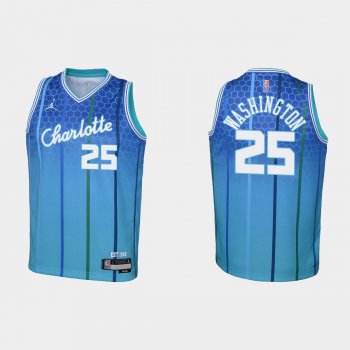 Youth 2021-22 Charlotte Hornets #25 P. J. Washington 75th Anniversary City Blue Jersey