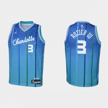 Youth 2021-22 Charlotte Hornets #3 Terry Rozier III 75th Anniversary City Blue Jersey