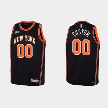 Youth 2021-22 New York Knicks #00 Custom 75th Anniversary City Black Jersey