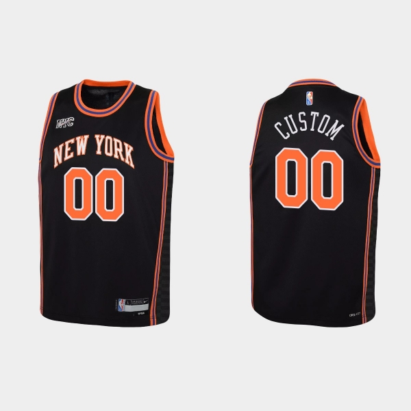 Youth 2021-22 New York Knicks #00 Custom 75th Anniversary City Black Jersey