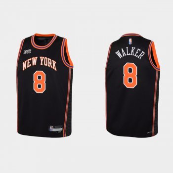 Youth 2021-22 New York Knicks #8 Kemba Walker 75th Anniversary City Black Jersey