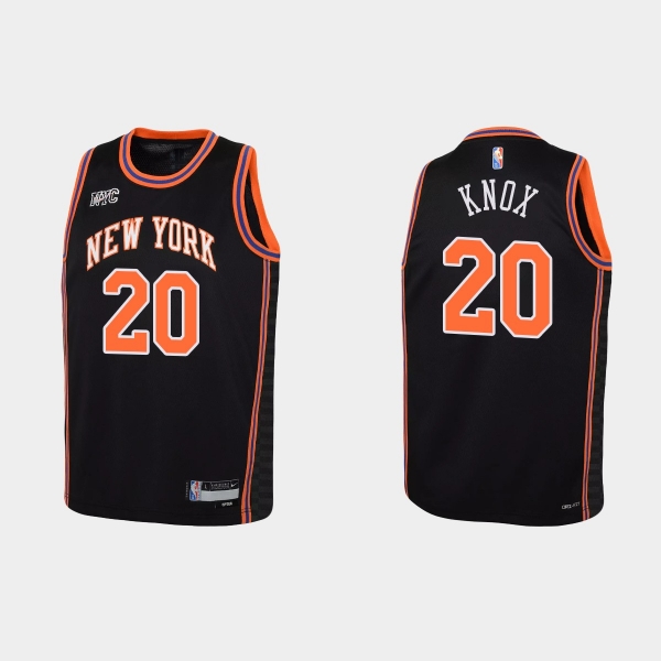 Youth 2021-22 New York Knicks #20 Kevin Knox 75th Anniversary City Black Jersey