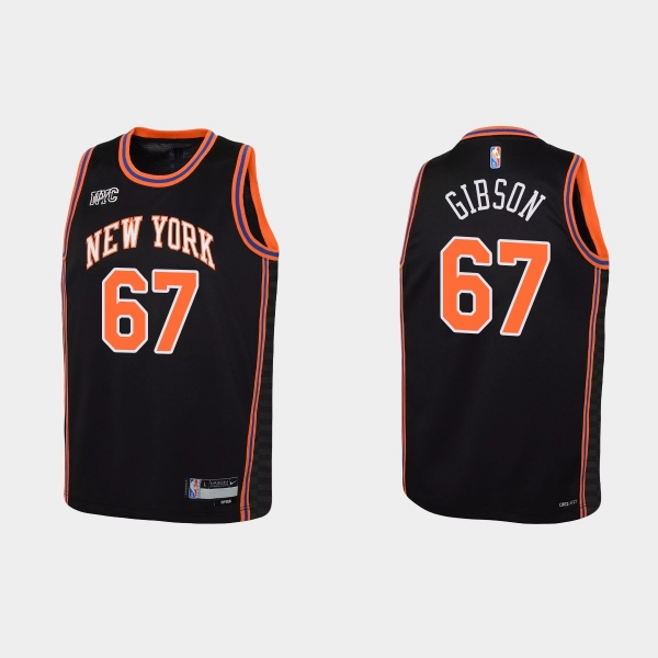 Youth 2021-22 New York Knicks #67 Taj Gibson 75th Anniversary City Black Jersey