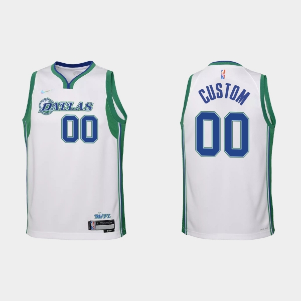 Youth 2021-22 Dallas Mavericks #00 Custom 75th Anniversary City White Jersey