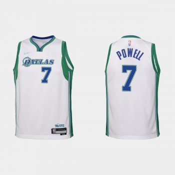 Youth 2021-22 Dallas Mavericks #7 Dwight Powell 75th Anniversary City White Jersey