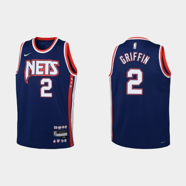 Youth 2021-22 Brooklyn Nets #2 Blake Griffin 75th Anniversary City Navy Jersey