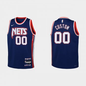 Youth 2021-22 Brooklyn Nets #00 Custom 75th Anniversary City Navy Jersey