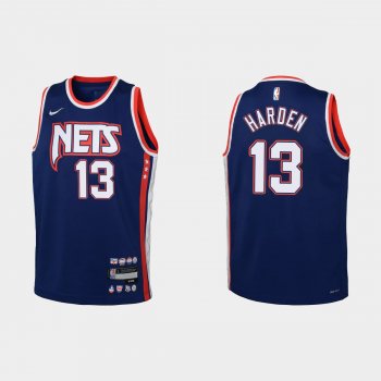 Youth 2021-22 Brooklyn Nets #13 James Harden 75th Anniversary City Navy Jersey