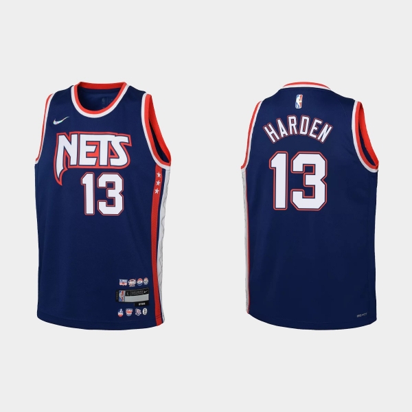 Youth 2021-22 Brooklyn Nets #13 James Harden 75th Anniversary City Navy Jersey