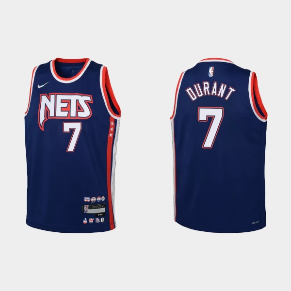 Youth 2021-22 Brooklyn Nets #7 Kevin Durant 75th Anniversary City Navy Jersey