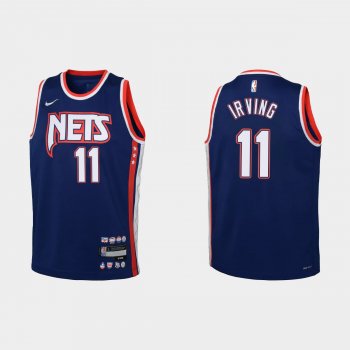 Youth 2021-22 Brooklyn Nets #11 Kyrie Irving 75th Anniversary City Navy Jersey