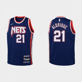 Youth 2021-22 Brooklyn Nets #21 LaMarcus Aldridge 75th Anniversary City Navy Jersey