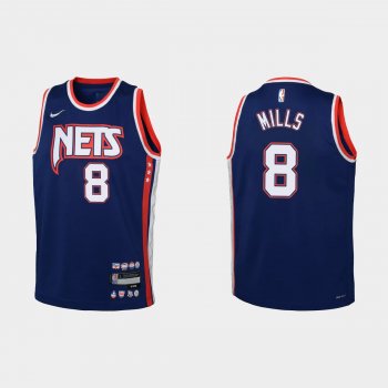 Youth 2021-22 Brooklyn Nets #8 Patty Mills 75th Anniversary City Navy Jersey