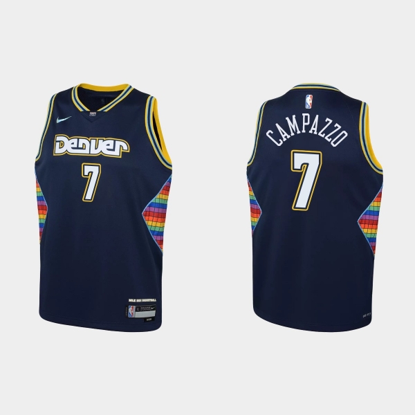 Youth 2021-22 Denver Nuggets #7 Facundo Campazzo 75th Anniversary City Navy Jersey