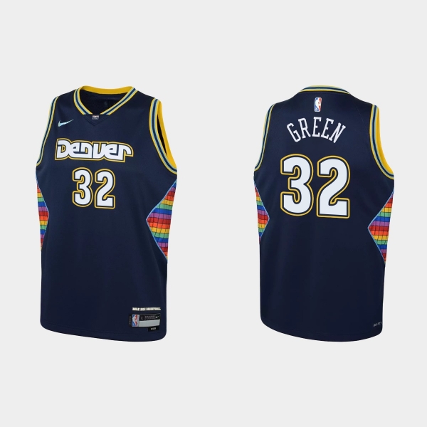 Youth 2021-22 Denver Nuggets #32 Jeff Green 75th Anniversary City Navy Jersey