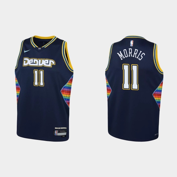 Youth 2021-22 Denver Nuggets #11 Monte Morris 75th Anniversary City Navy Jersey