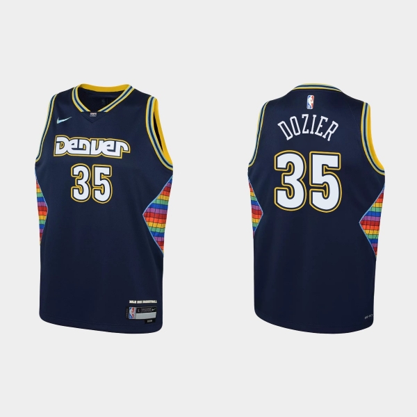 Youth 2021-22 Denver Nuggets #35 PJ Dozier 75th Anniversary City Navy Jersey