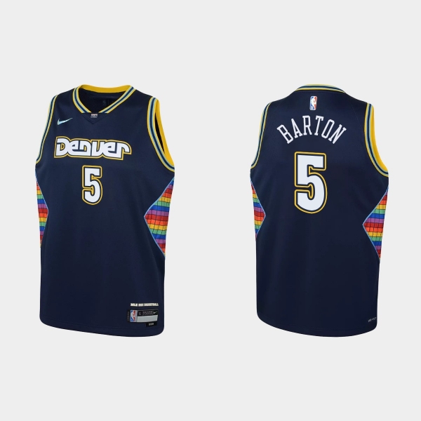 Youth 2021-22 Denver Nuggets #5 Will Barton 75th Anniversary City Navy Jersey