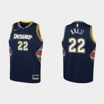 Youth 2021-22 Denver Nuggets #22 Zeke Nnaji 75th Anniversary City Navy Jersey