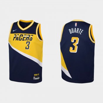 Youth 2021-22 Indiana Pacers #3 Chris Duarte 75th Anniversary City Navy Jersey