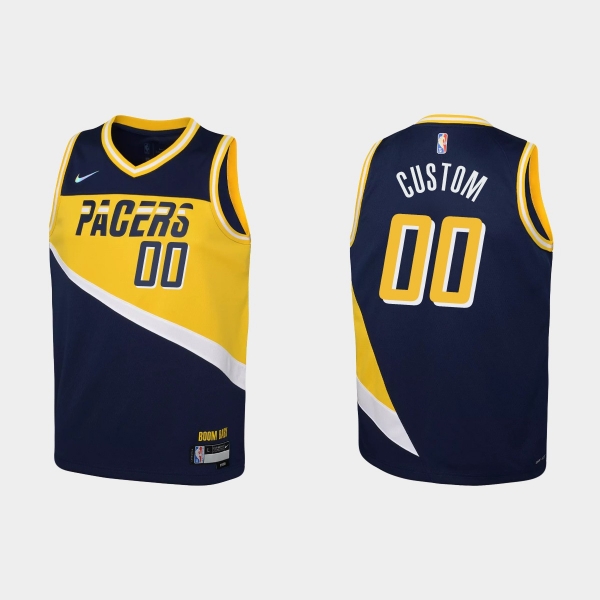 Youth 2021-22 Indiana Pacers #00 Custom 75th Anniversary City Navy Jersey