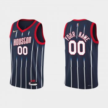 Houston Rockets #00 Custom 2021-22 NBA 75th Anniversary City Navy Jersey