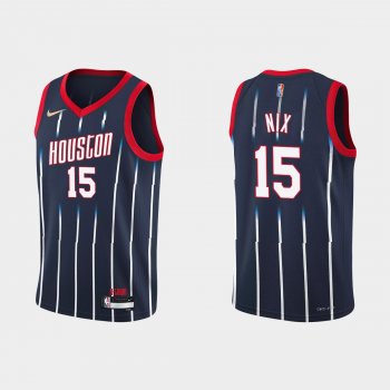 Youth Houston Rockets #15 Daishen Nix Youth 2021-22 NBA 75th Anniversary City Navy Jersey