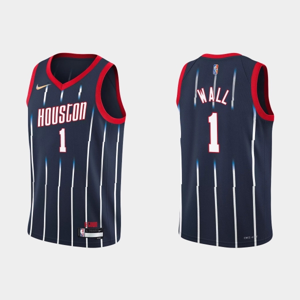 Youth Houston Rockets #1 John Wall Youth 2021-22 NBA 75th Anniversary City Navy Jersey