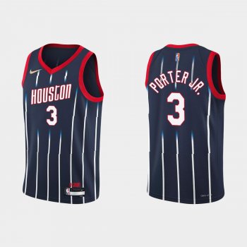 Youth Houston Rockets #3 Kevin Porter Jr. Youth 2021-22 NBA 75th Anniversary City Navy Jersey