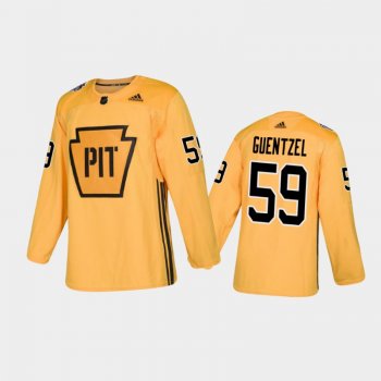 Men's Pittsburgh Penguins Jake Guentzel #59 Practice Gold Authentic Jersey