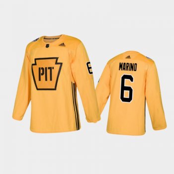 Men's Pittsburgh Penguins John Marino #6 Practice Gold Authentic Jersey