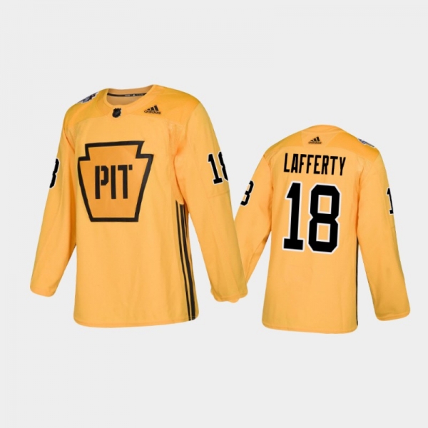 Men's Pittsburgh Penguins Sam Lafferty #18 Practice Gold Authentic Jersey