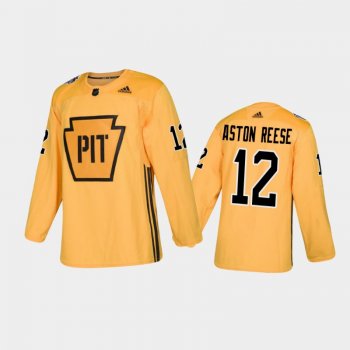 Men's Pittsburgh Penguins Zach Aston-Reese #12 Practice Gold Authentic Jersey