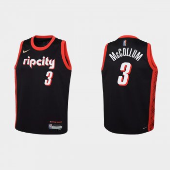 Youth 2021-22 Portland Trail Blazers #3 C.J. McCollum 75th Anniversary City Black Jersey