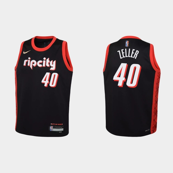 Youth 2021-22 Portland Trail Blazers #40 Cody Zeller 75th Anniversary City Black Jersey