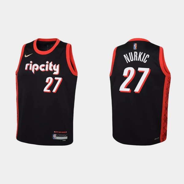 Youth 2021-22 Portland Trail Blazers #27 Jusuf Nurkic 75th Anniversary City Black Jersey