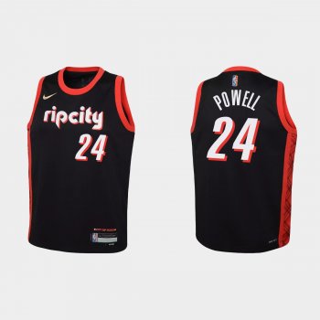 Youth 2021-22 Portland Trail Blazers #24 Norman Powell 75th Anniversary City Black Jersey