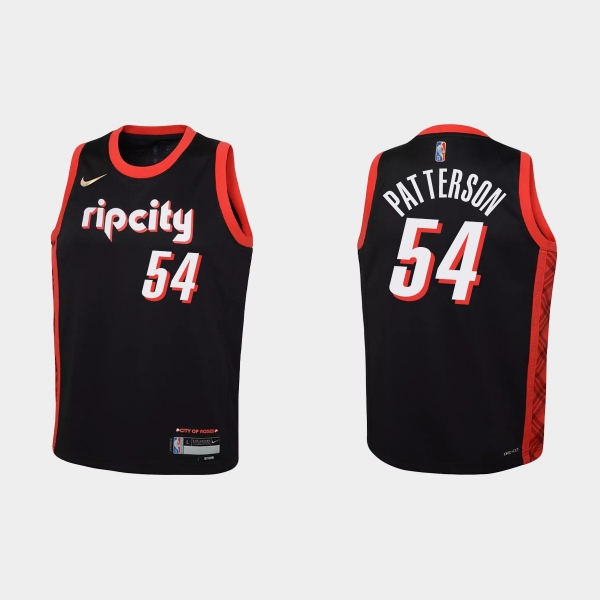 Youth 2021-22 Portland Trail Blazers #54 Patrick Patterson 75th Anniversary City Black Jersey