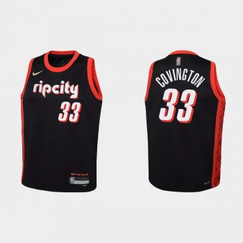 Youth 2021-22 Portland Trail Blazers #33 Robert Covington 75th Anniversary City Black Jersey