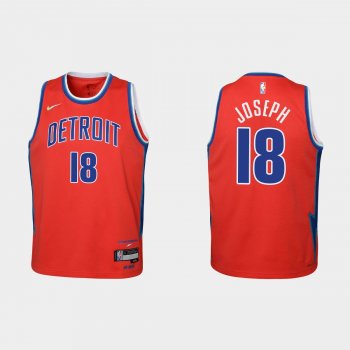 Youth 2021-22 Detroit Pistons #18 Cory Joseph 75th Anniversary City Red Jersey